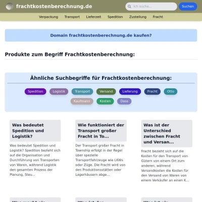 Screenshot frachtkostenberechnung.de