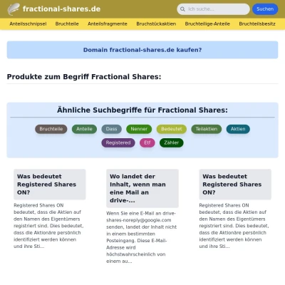 Screenshot fractional-shares.de