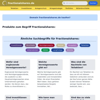 Screenshot fractionalshares.de