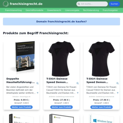 Screenshot franchisingrecht.de