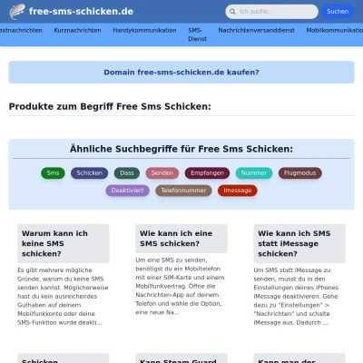 Screenshot free-sms-schicken.de