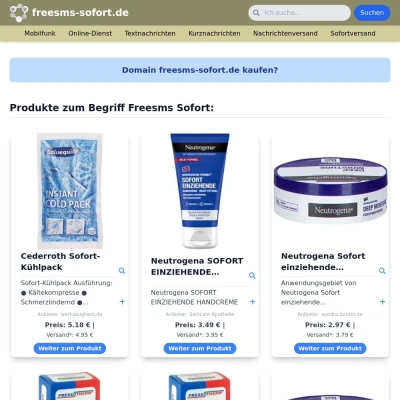 Screenshot freesms-sofort.de