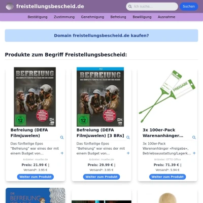 Screenshot freistellungsbescheid.de