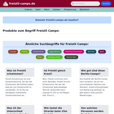 Screenshot freistil-camps.de