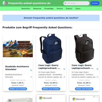 Screenshot frequently-asked-questions.de