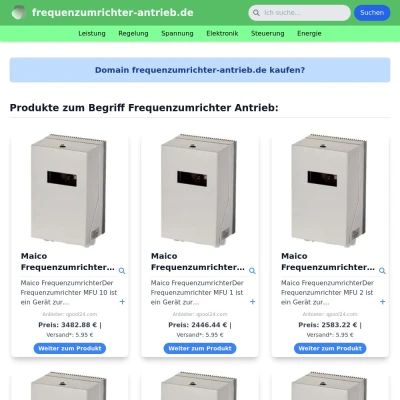 Screenshot frequenzumrichter-antrieb.de