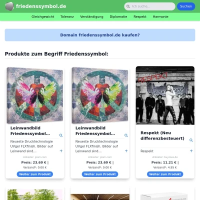 Screenshot friedenssymbol.de