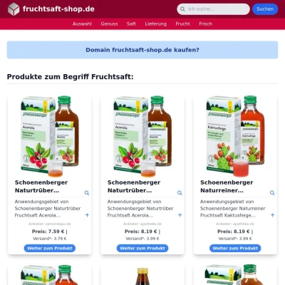 Screenshot fruchtsaft-shop.de