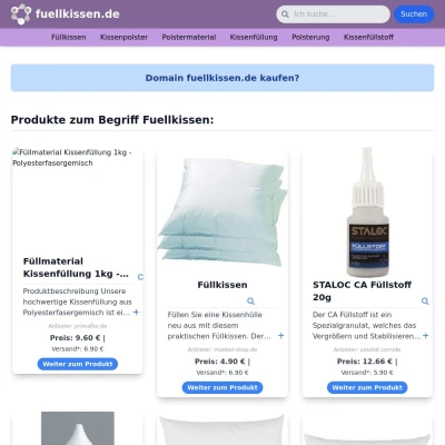 Screenshot fuellkissen.de