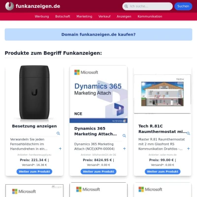 Screenshot funkanzeigen.de