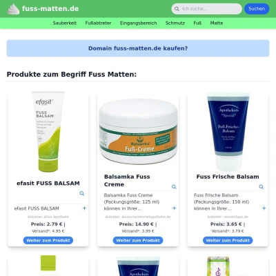 Screenshot fuss-matten.de