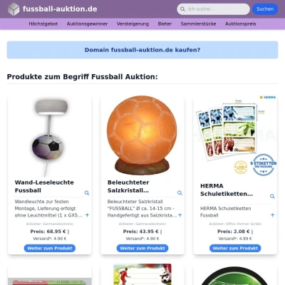 Screenshot fussball-auktion.de