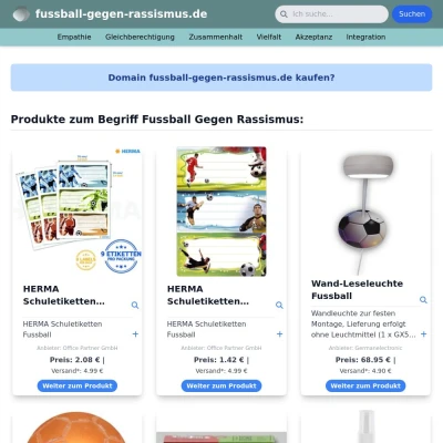 Screenshot fussball-gegen-rassismus.de