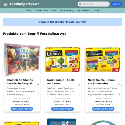 Screenshot fussballpartys.de