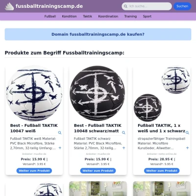 Screenshot fussballtrainingscamp.de