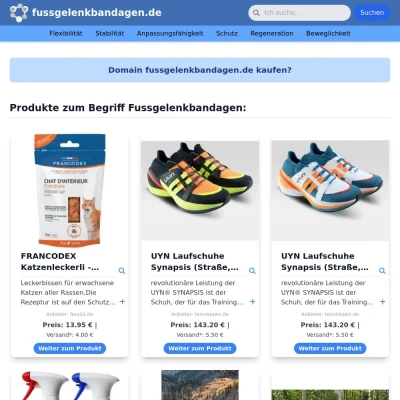 Screenshot fussgelenkbandagen.de