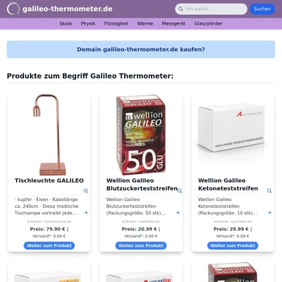 Screenshot galileo-thermometer.de