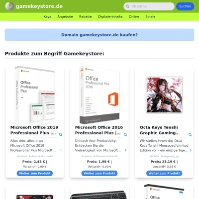 Screenshot gamekeystore.de