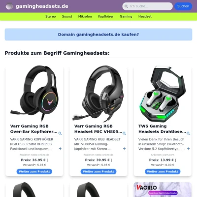 Screenshot gamingheadsets.de