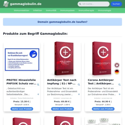 Screenshot gammaglobulin.de