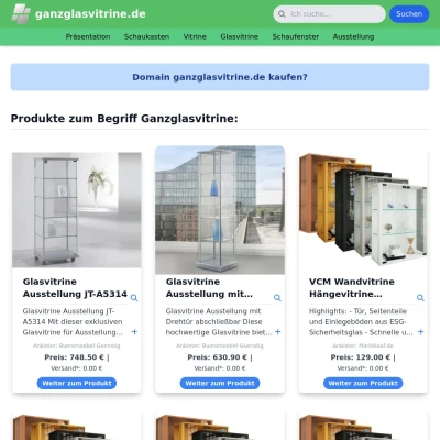 Screenshot ganzglasvitrine.de