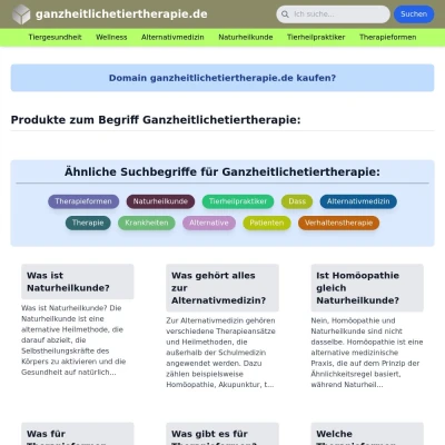 Screenshot ganzheitlichetiertherapie.de