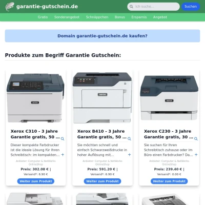 Screenshot garantie-gutschein.de