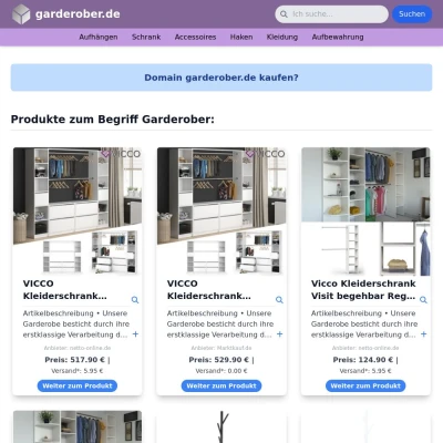 Screenshot garderober.de