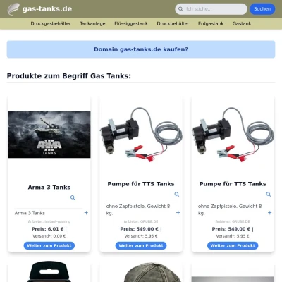 Screenshot gas-tanks.de