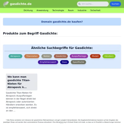 Screenshot gasdichte.de