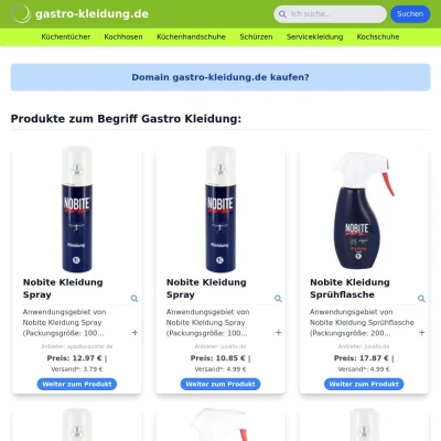 Screenshot gastro-kleidung.de