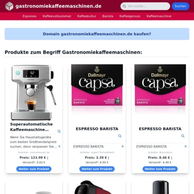 Screenshot gastronomiekaffeemaschinen.de