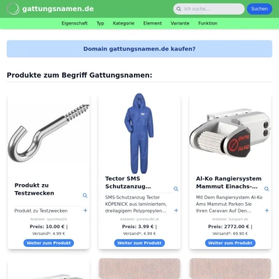 Screenshot gattungsnamen.de