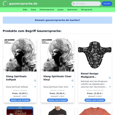 Screenshot gaunersprache.de