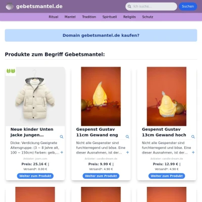 Screenshot gebetsmantel.de