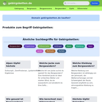 Screenshot gebirgsketten.de