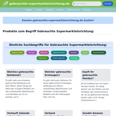 Screenshot gebrauchte-supermarkteinrichtung.de