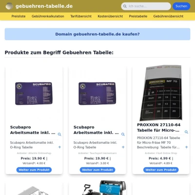 Screenshot gebuehren-tabelle.de