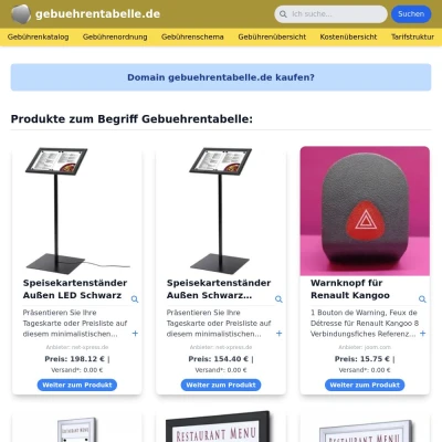 Screenshot gebuehrentabelle.de