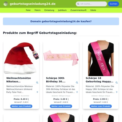 Screenshot geburtstagseinladung24.de