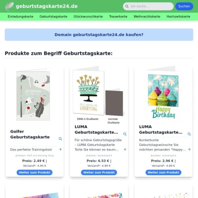 Screenshot geburtstagskarte24.de