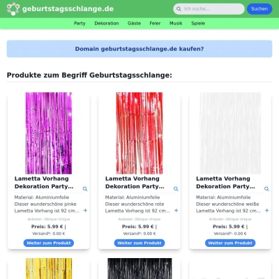 Screenshot geburtstagsschlange.de