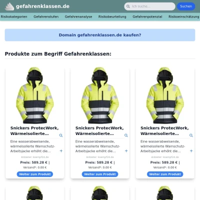 Screenshot gefahrenklassen.de