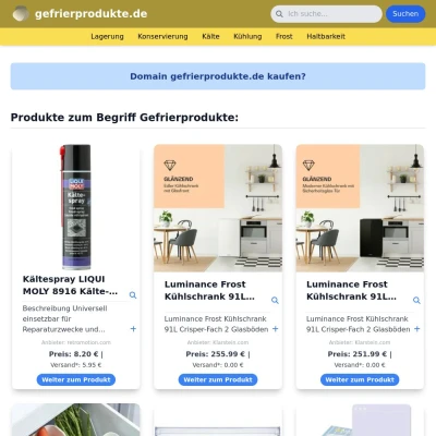 Screenshot gefrierprodukte.de