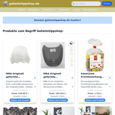 Screenshot geheimtippshop.de