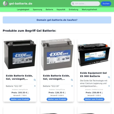 Screenshot gel-batterie.de