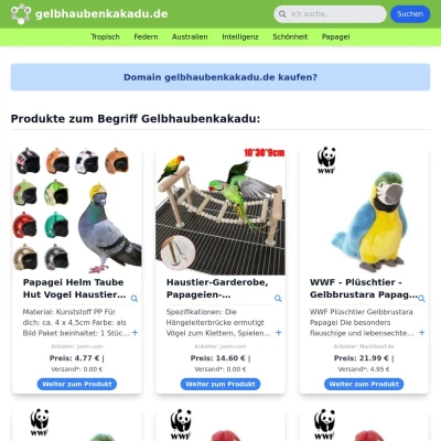 Screenshot gelbhaubenkakadu.de