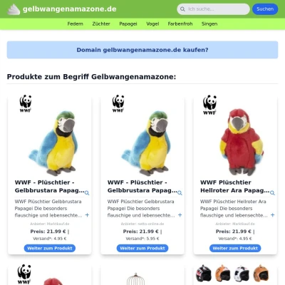 Screenshot gelbwangenamazone.de