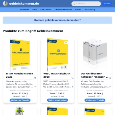Screenshot geldeinkommen.de