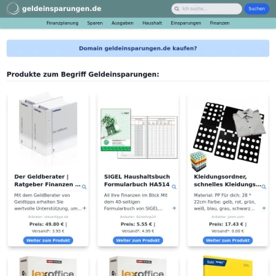 Screenshot geldeinsparungen.de